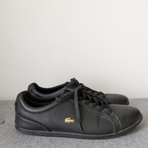 Lacoste Rey low lace up leather sneaker - Black, womens size 8